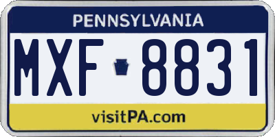 PA license plate MXF8831