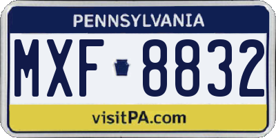 PA license plate MXF8832