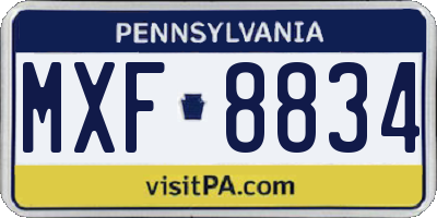 PA license plate MXF8834