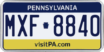 PA license plate MXF8840