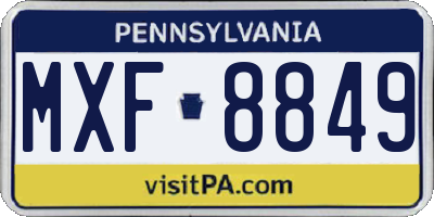 PA license plate MXF8849