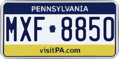 PA license plate MXF8850