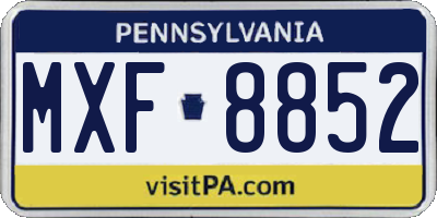 PA license plate MXF8852