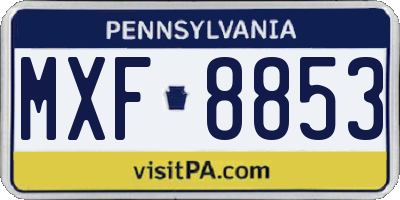 PA license plate MXF8853