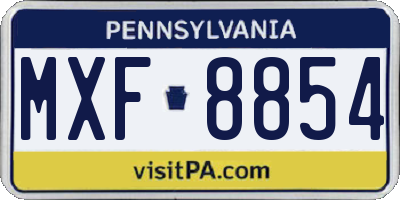 PA license plate MXF8854