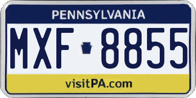 PA license plate MXF8855