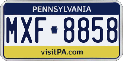 PA license plate MXF8858