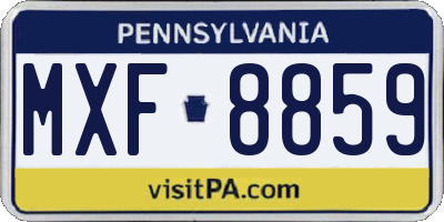 PA license plate MXF8859