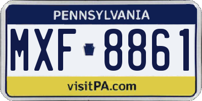 PA license plate MXF8861