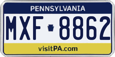 PA license plate MXF8862