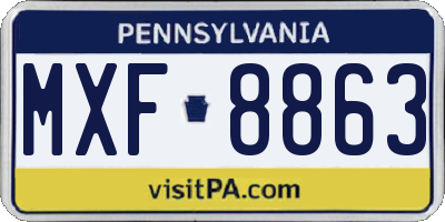 PA license plate MXF8863