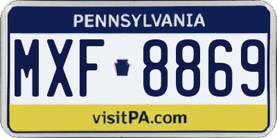 PA license plate MXF8869