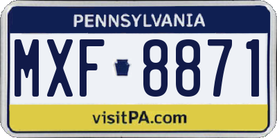 PA license plate MXF8871