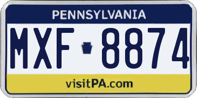 PA license plate MXF8874