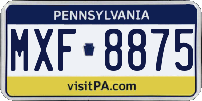 PA license plate MXF8875