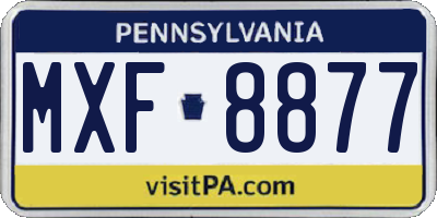 PA license plate MXF8877