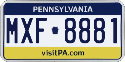 PA license plate MXF8881