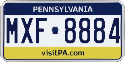 PA license plate MXF8884