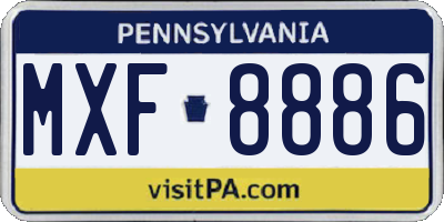 PA license plate MXF8886