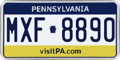 PA license plate MXF8890