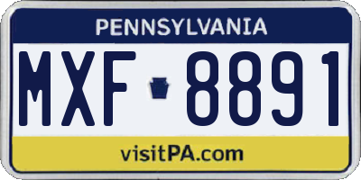 PA license plate MXF8891