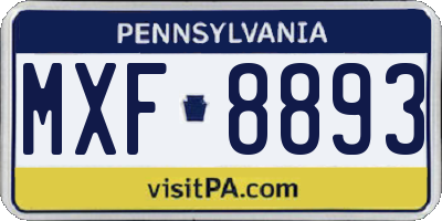 PA license plate MXF8893