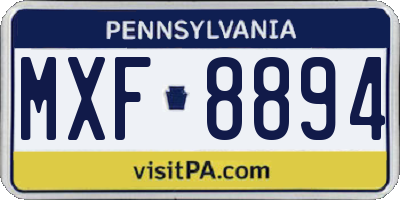 PA license plate MXF8894