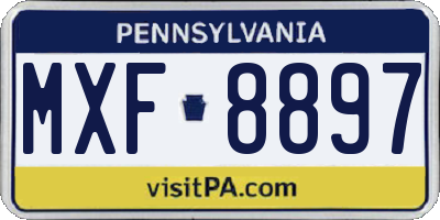 PA license plate MXF8897