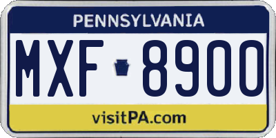 PA license plate MXF8900