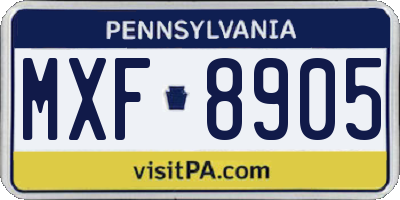 PA license plate MXF8905