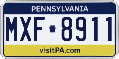 PA license plate MXF8911