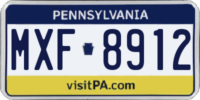 PA license plate MXF8912