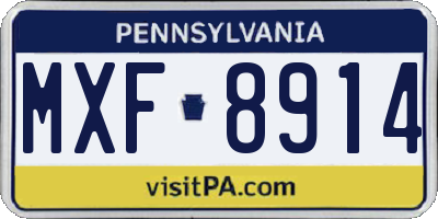 PA license plate MXF8914