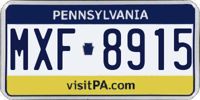 PA license plate MXF8915