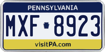 PA license plate MXF8923