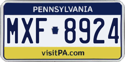 PA license plate MXF8924
