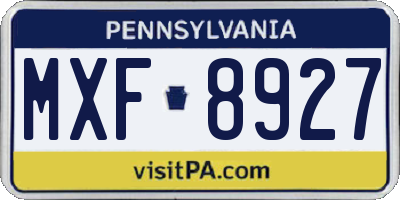 PA license plate MXF8927