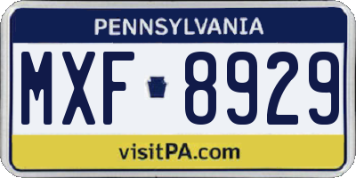 PA license plate MXF8929
