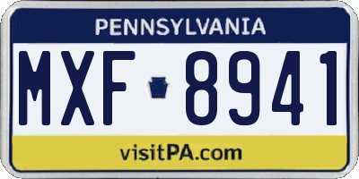 PA license plate MXF8941
