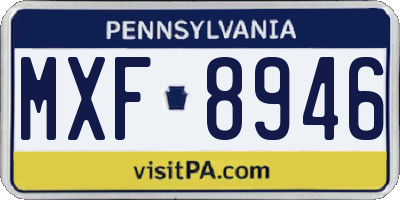 PA license plate MXF8946
