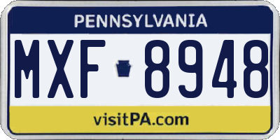 PA license plate MXF8948