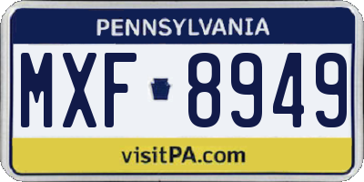 PA license plate MXF8949