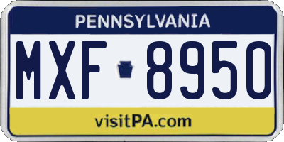 PA license plate MXF8950