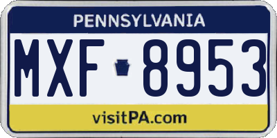PA license plate MXF8953