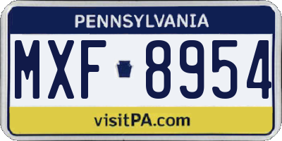 PA license plate MXF8954