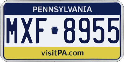 PA license plate MXF8955