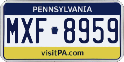 PA license plate MXF8959