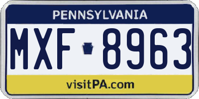 PA license plate MXF8963