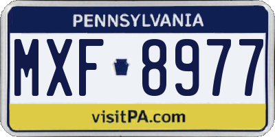PA license plate MXF8977
