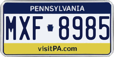 PA license plate MXF8985